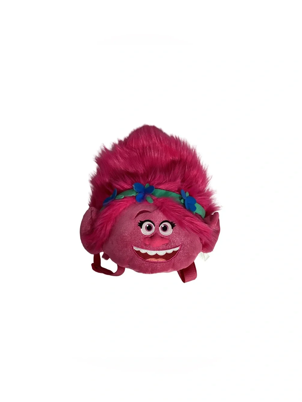 Dreamworks Trolls Poppy Pink Plush Zippered Backpack Bag EUC